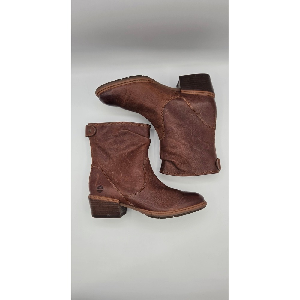 Timberland Sutherlin Bay Women's Boots 7.5 Brown Leather Slouch Zip A1SDE - Picture 5 of 13